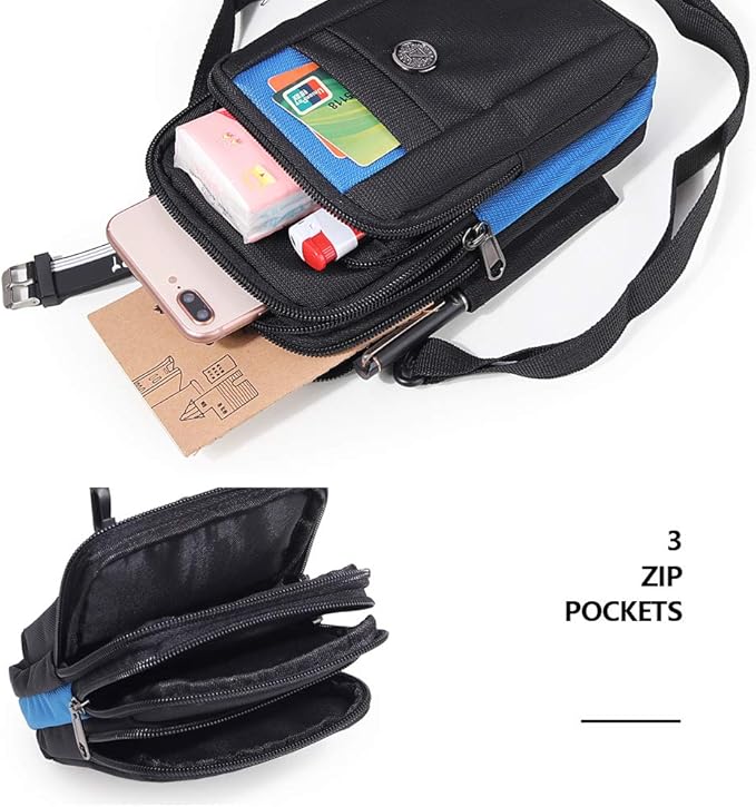 Water-Resistant Oxford Fabric Multifunction Smart Phone Bag /Case, One Shoulder Waist Bag Diagonal Outdoor Cross Bag