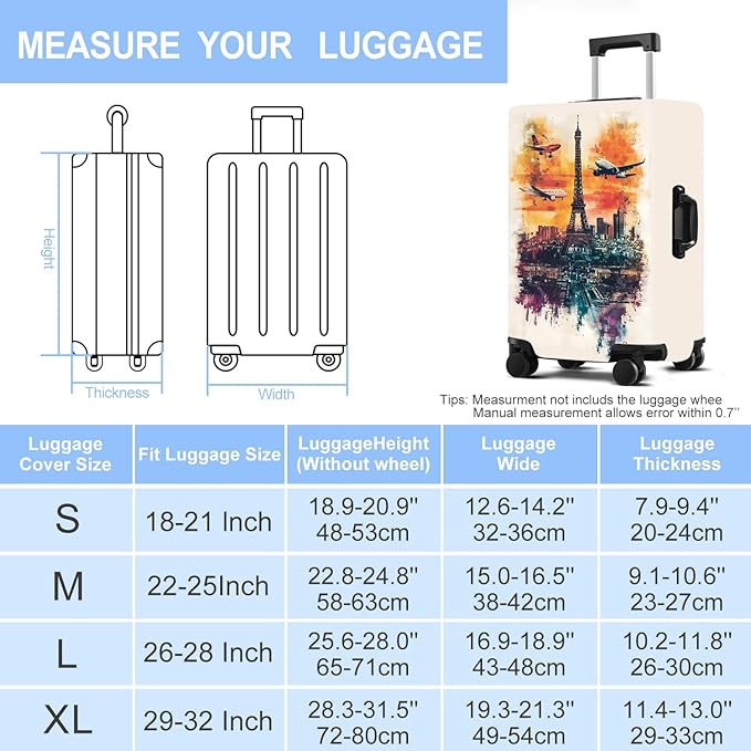 Luggage Cover Washable Suitcase Protector Anti-scratch Suitcase cover Fits 20-34 Inch Luggage (Tower-1, XL(32-34inch suitcase))