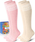 Thick Soft Cotton Compression Socks for Women Men 15-20mmHg Knee High Breathable Cotton Socks for All Day Comfort