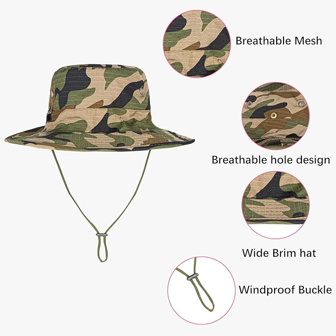 Sun Hats for Men Women Boonie Hat Foldable Fishing Hat UPF 50+ Bucket Hat for Fishing Hiking Garden Safari Beach