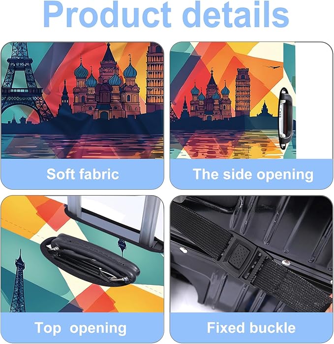Luggage Cover Washable Suitcase Protector Anti-Scratch,Stretchable Fit for 20-34Inch Luggage Durable Travel Bag Cover with Zipper Closure (Travel-1, L(fits 28-30Inch suitcase))