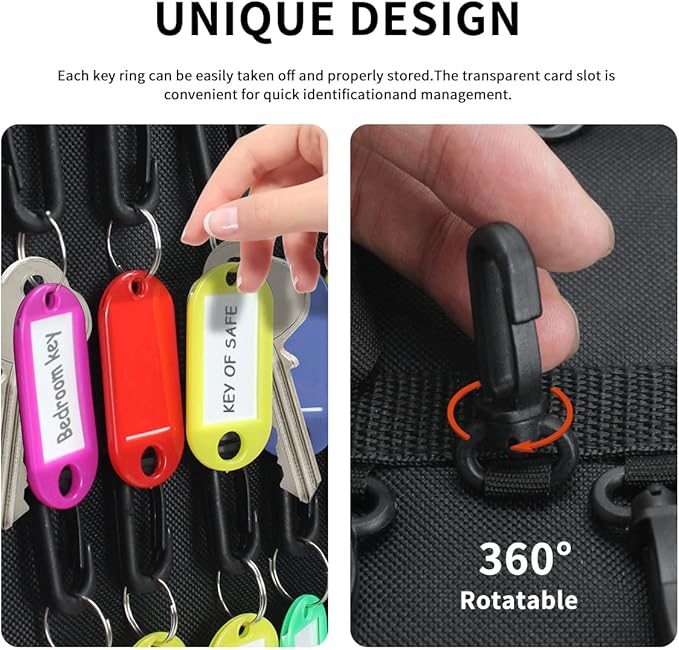 Sdstone Portable Zippered Key Organizer,Fireproof and Waterproof Key Case With 24 Key Hooks,Portable Manager & Landlord Zipper Key Binder For Real Estate Sales,Hotel Executives, Car Service(Brown)