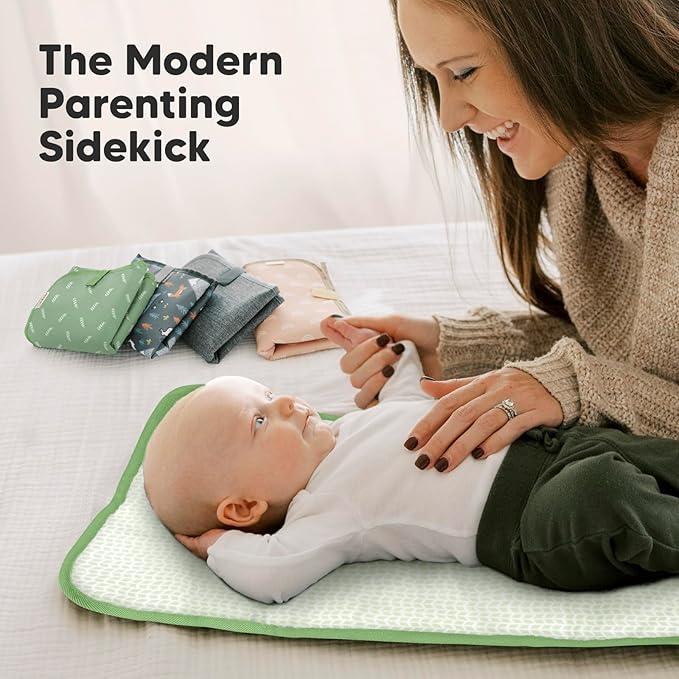 KeaBabies Portable Diaper Changing Pad, Easy Wipe Clean - Foldable Waterproof Baby Changing Mat for Diaper Bag, Compact, Lightweight, 25x13 Baby Changer Travel Essential, Machine Washable (Acacia)