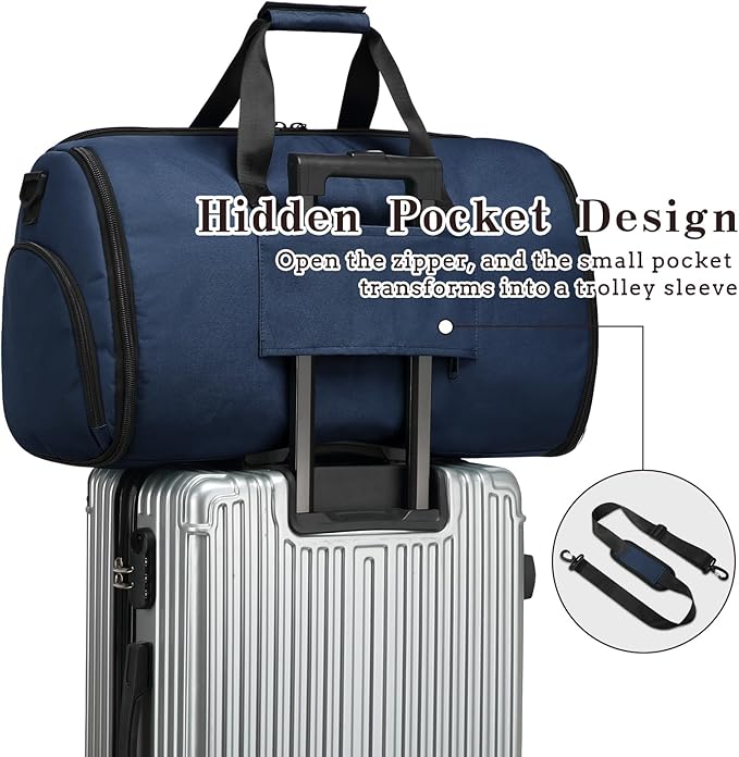Garment Duffle Bags for Travel, Carry On Garment Duffel Weekender Bag 45L | 2-days Trip,Wrinkle-Free Travel,Separate Shoe Pocket | Overnight Garment Bag for Vacation, Business Trips, Weekend