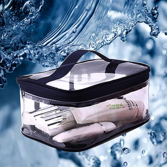 Clear Makeup Bags, 2 Pcs Transparent Cosmetic Bags, Black
