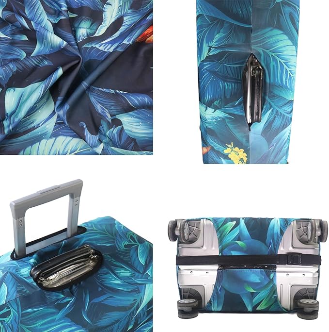MosaiRudo Thicker Luggage Cover Elastic Suitcase Cover Protector Fits 18-32 Inch Suitcase Travel Accessories (Rainforest, XL)