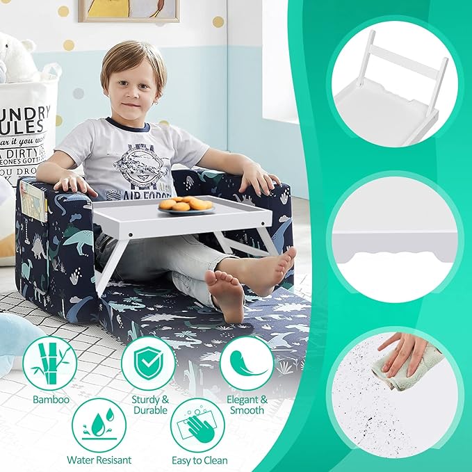 Artmeer Bed Tray Table with Folding Legs,Bamboo Breakfast in Bed for TV Table, Laptop Computer Tray,Eating,Snack Tray (White) Extra-Large Size