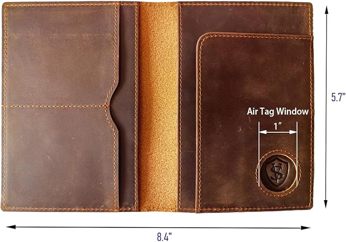 STAR VISTA Albatross Leather Travel Passport Holder, Minimalist Design, Full Grain Leather Case for Men and Women - Slim Passport Wallet, Bifold, RFID Blocking, with AirTag Holder