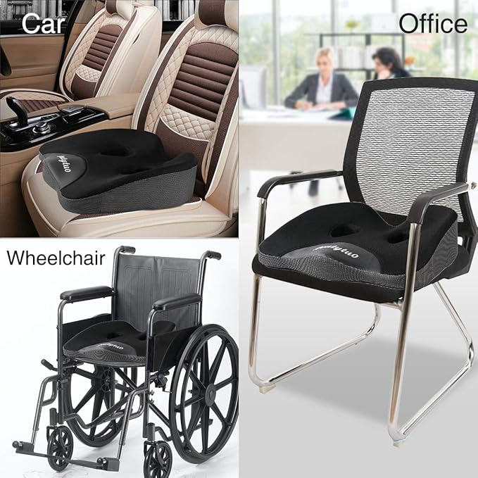 LOUTYTUO Seat Cushion Pillow,100% Memory Foam and Washable Cover,for Office Chair,Car Seat and Wheelchair,Tailbone & Sciatica & Back Pain Relief