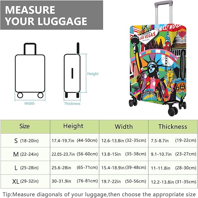 Travel Luggage Cover Suitcase Protector Fits 18-32 Inch Wheel Covers PatternedTravel Related Items Flower Luggage Protector Elastic M