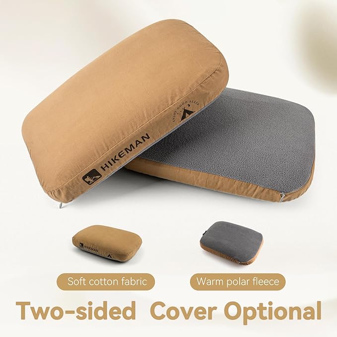 HIKEMAN Camping Memory Foam Pillow - Ultralight Travel Pillow,Backpacking Pillow with Removable Cover,Ergonomic Pillows,Neck Lumbar Support for Outdoor Camp,Sport,Hiking,Backpacking Sleep (Brown)