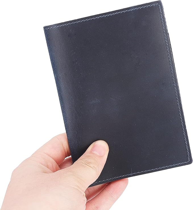 STAR VISTA Albatross Leather Travel Passport Holder, Minimalist Design, Full Grain Leather Case for Women and Men - Slim Passport Wallet, Bifold, RFID Blocking, with AirTag Holder, Navy Blue