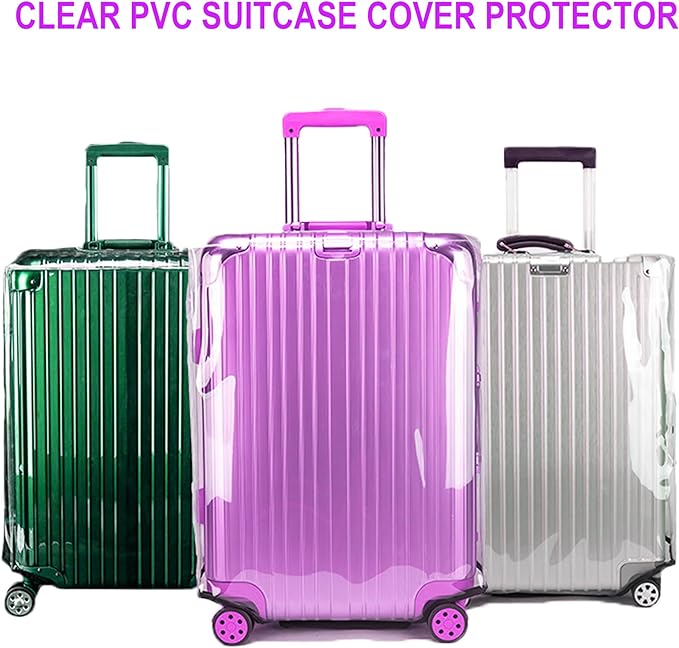 20 Inch Full Clear PVC Suitcase Cover Protectors for TSA Approved Travel Luggage Protector Covers Set Transparent Luggage Case Suitable for 19"-20" Full Clear