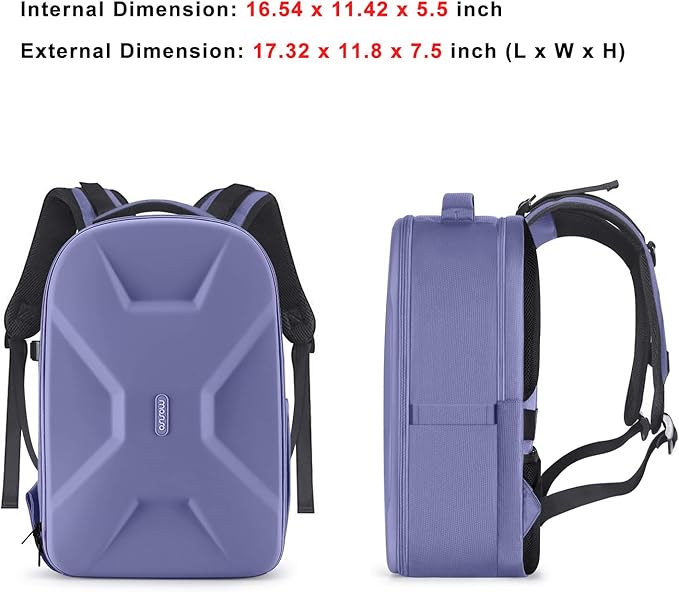 MOSISO Camera Backpack, DSLR/SLR/Mirrorless Photography Camera Bag 15-16 inch Waterproof Hardshell Case with Tripod Holder&Laptop Compartment Compatible with Canon/Nikon/Sony, Lavender Gray