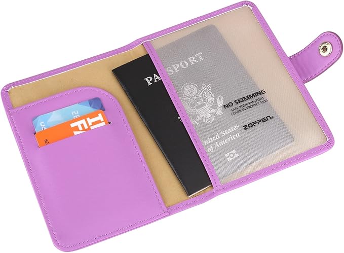 ZOPPEN Passport Holder Women, Passport Cover Travel Wallet Rfid Blocking Passport Wallet Cover Case Travel Essentials Document Organizer, Violet Purple