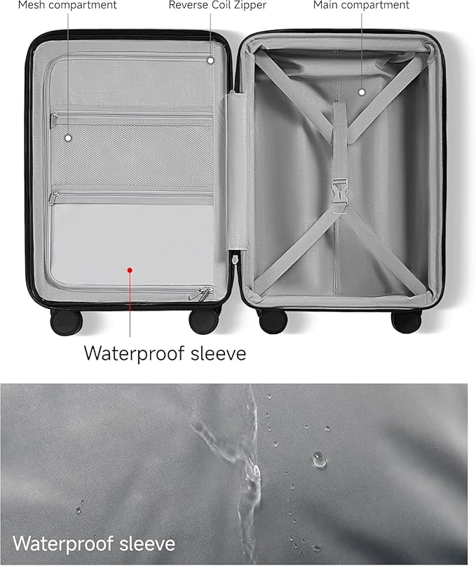 LUGGEX Carry On Luggage 22x14x9 Airline Approved, Expandable Polycarbonate Suitcase with Front Pocket (Purple, 20 Inch, 35L)