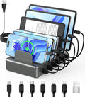 CREATIVE DESIGN 50W Charging Station for Multiple Devices,6 Port Multiple USB Charger Station with 6 Cables Compatible with iPhone,iPad Kindle Tablet and Other Electronic（Space Gray
