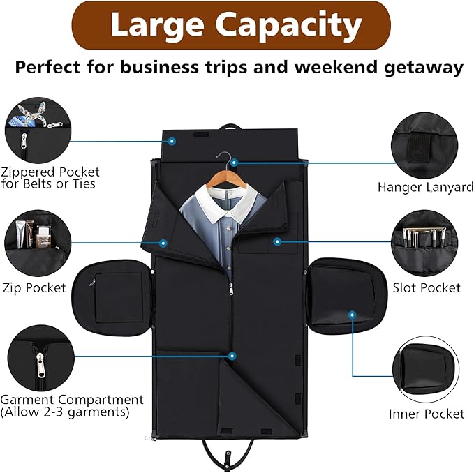 Convertible Garment Duffel Bag for Travel - Carry On Garment Bags With Toiletry Bag Large Weekender Bag for Men Women 2 in 1 Hanging Suitcase Suit Travel Duffel Overnight Bags 4pcs Set