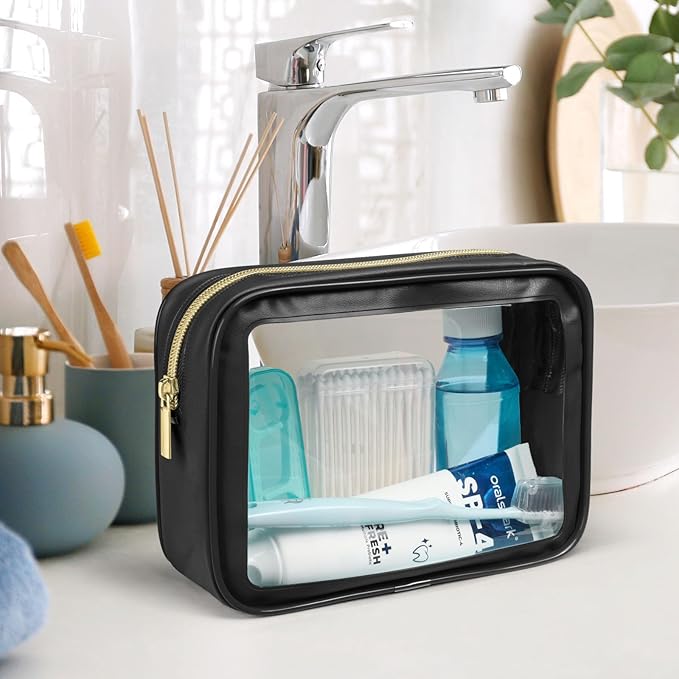 PACKISM TSA Approved Toiletry Bag - Upgrade Color-Edged Clear Makeup Bags, Clear Toiletry Bags For Traveling Fits Various Storage Needs