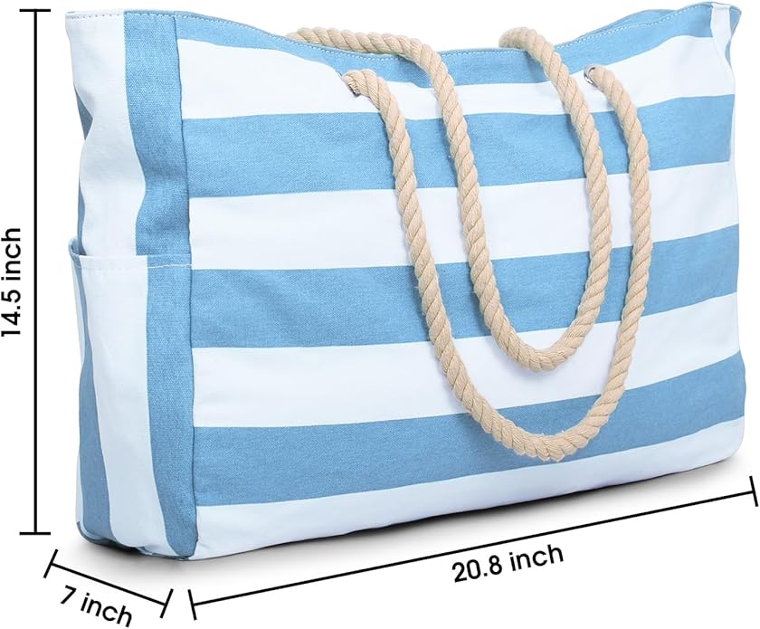 Becokan Beach Bag Large Beach Tote Bag for Women Waterproof Sandproof Swim Pool Bag With Zipper
