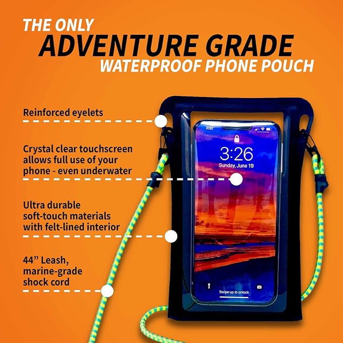 Waterproof Phone Pouch w/Long Lanyard | IPX8 Adventure Grade Cellphone Dry Bag Case, Fits iPhone 15 Pro Max,14 Pro Max, 13 Pro Max, XS, XR, Galaxy S21, for Snorkeling, Kayaking, Cruise Blue