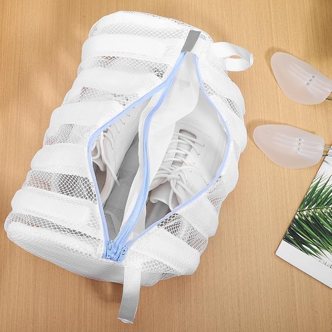 Mesh Shoe Laundry Bag with Stretcher for Washer and Dryer - Reusable Cleaning Bag Protects Shoes and Washing Machine, Ideal for Sneaker Cleaning and Storage