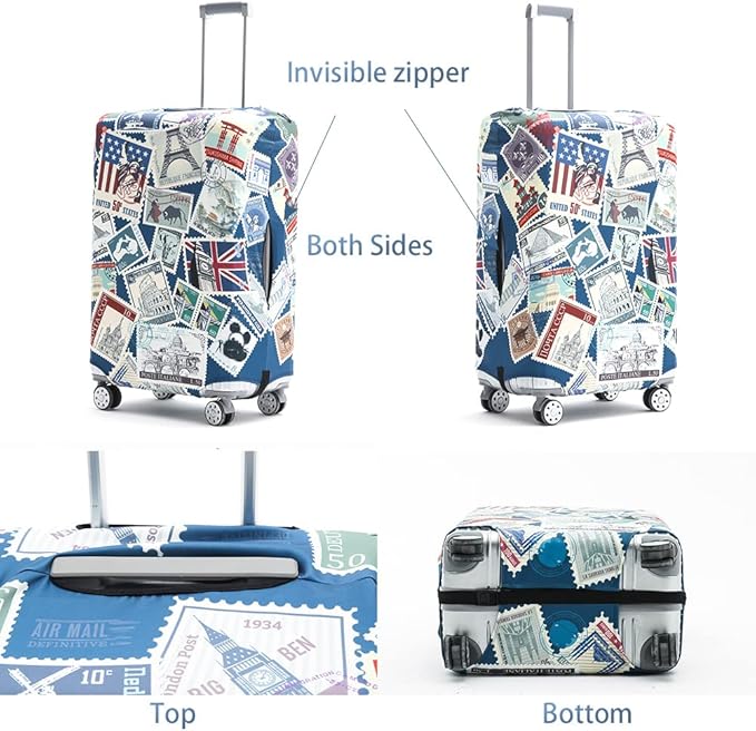 Travelkin Luggage Covers For Suitcase Tsa Approved,Suitcase Cover Protector Fit 18-32 Inch Luggage (Stamp, XL)