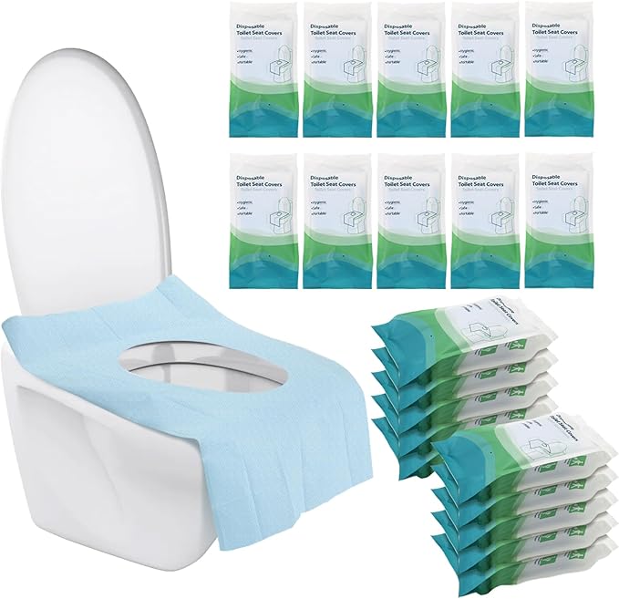 Tebery 100 Pack Toilet Seat Covers Disposable, Individually Wrapped Travel Toilet Cover, Extra Large Potty Seat Liners Portable, Waterproof Potty Training Shield for Public Restroom, Trip, Outdoors