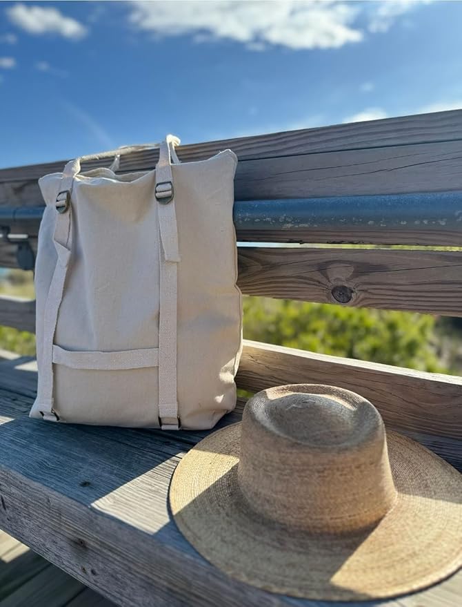 Large Beach Tote Bag with Hat Holder Straps, Womens large beach bag- Vation beach Tote