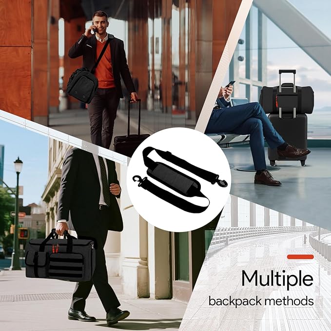 Garment Duffle Bags for Travel, HOMQUIET Convertible Garment Duffel Bag, All YKK Zippers Carry On Garment Bags, 2 in 1 Hanging Waterproof Suit Travel Bag with Shoe Compartment, for Men Women, Black