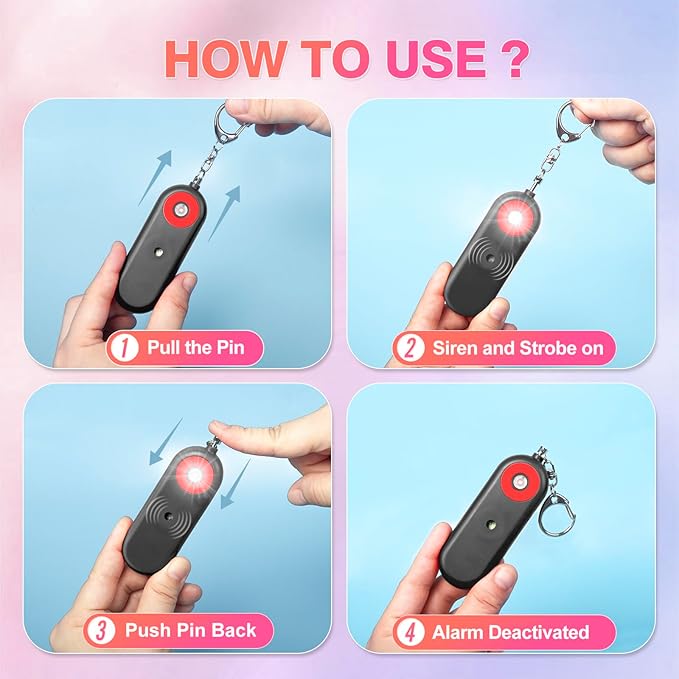 Personal Safety Alarm for Women - 130dB Self Defense Keychains Siren Whistle, Replaceable Battery with SOS LED Strobe Light - Emergency Security Safe Protection Devices for Kids Elderly