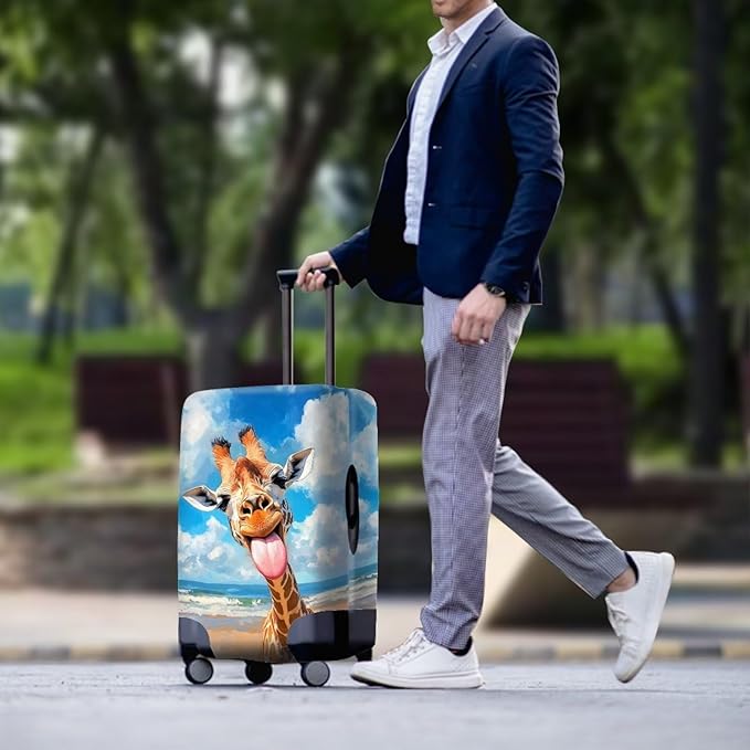 Giraffe Luggage Covers for Suitcase Universal Travel Luggage Cover Suitcase Protector Fits 26-29 Inch (Size L) Anti-Scratch Suitcase Covers Travel Essential Funny Animal Baggage Cover