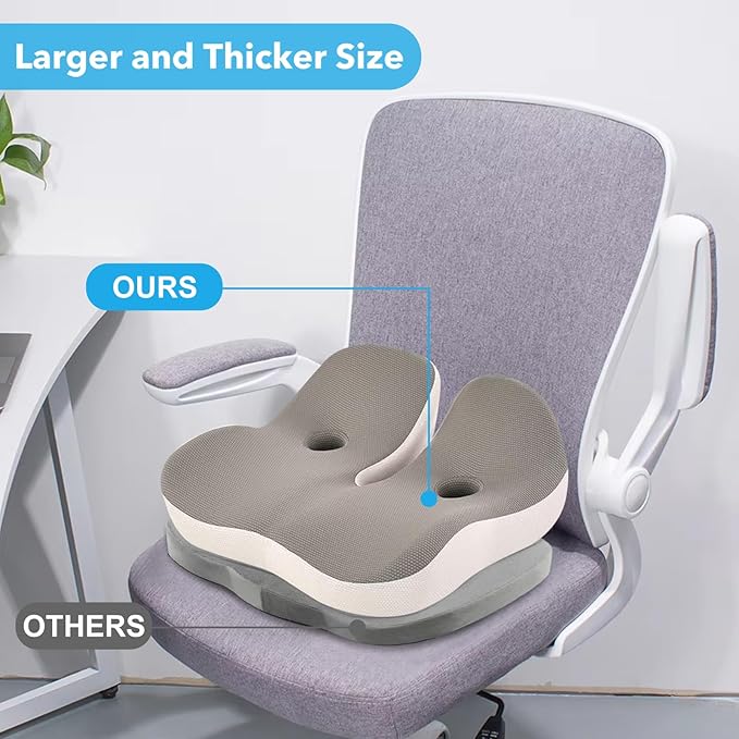 Seat Cushion,Office Chair Memory Cushion, Ergonomic Design, Relieve Sciatica and Long-Term Sitting Pain, Suitable for desks, Car Seats, Games, Wheelchairs
