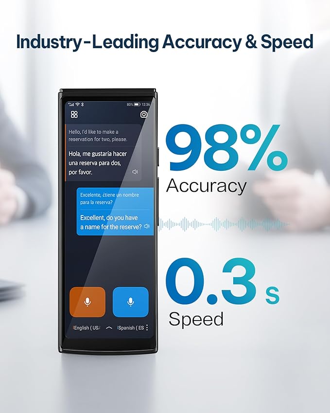 iFLYTEK AI Language Translator Device — 60 Languages, Real-Time Split-Screen & Two-Way Instant Voice Translation, 18 Offline Packs, 2-Year Global Data for K-12 Education, Business, Travel