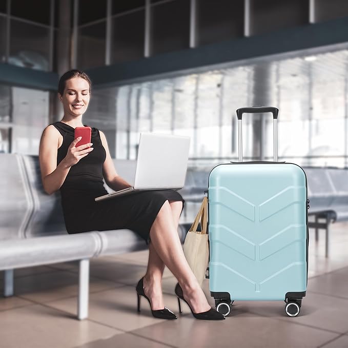 Luggage Sets 3 Piece with Spinner Wheel, Hardside Suitcase Set with TSA Lock, Expandable Lightweight Travel Luggage for Men and Women, Mint Green