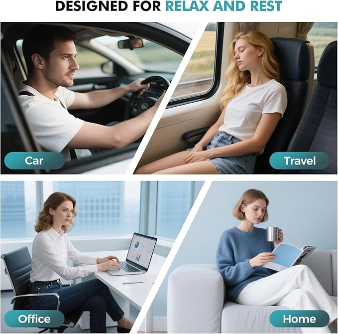 Travel Neck Pillows for Airplanes - 360° Ergonomic Memory Foam Travel Pillow - Relief Neck Pain with Breathable Support for Long Flights, Car, Train & Office Use - Adults & Kids