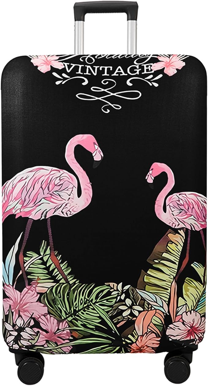 WUJIAONIAO Travel Luggage Cover Baggage Suitcase Cover Protector Skins 18-32 Inch (Flamingo A23, S (for 18-20 inch luggage))