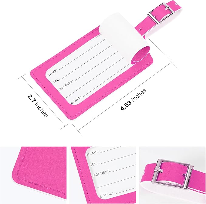 Travelambo Luggage Tags for Suitcases PU Leather Travel Tags Bag Tags Privacy Protection Travel Essentials