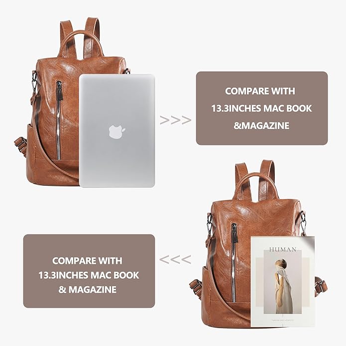 Women Backpack Purse PU Leather Anti-theft Casual Shoulder Bag Fashion Ladies Satchel Bags
