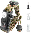 20 in 1 Survival Paracord Bracelet Adjustable Gear Kit with SOS LED Light, Fire Starter, Bigger Compass, Survival Whistle, Perfect for Camping, Hiking, Fishing