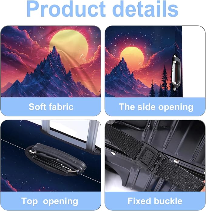 Luggage Cover Washable Suitcase Protector Anti-scratch Suitcase cover Fits 20-34 Inch Luggage (Snow mountain, L(28-30inch suitcase))