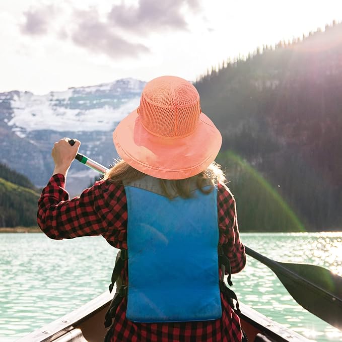 Women Wide Brim Sun Hats Metal Wired Edge Summer UV Protection Beach Fishing Hat for Hiking Garden Travel Chin Strap