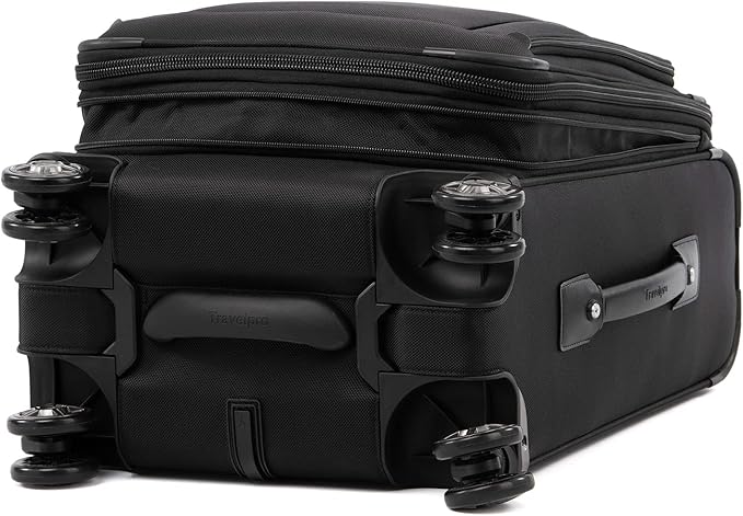 Travelpro Platinum Elite Softside Expandable Carry on Luggage, 8 Wheel Spinner Suitcase, USB Port, Laptop and Tablet Sleeves, Men and Women, Shadow Black, Carry On 20-Inch