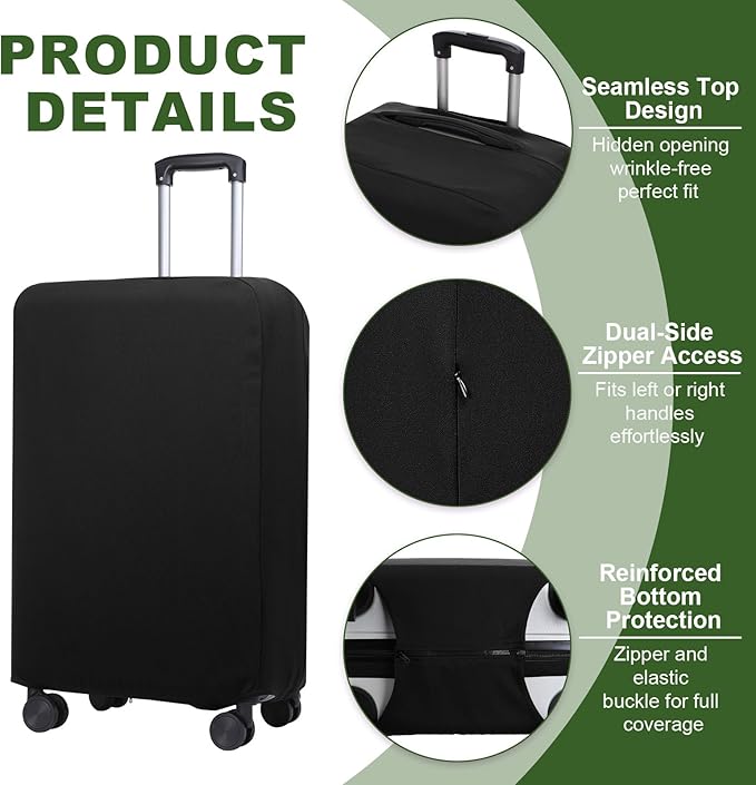 PATIKIL Luggage Cover, Suitcases Covers Elastic Carry on Cover Protector Washable Scratch-Resistant Fits 19-21 Inch Luggage for Travel Business Trips, Black