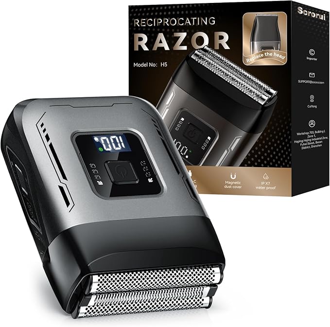Foil Shavers for Men, High Speed Double Floating Blades Electric Razor, IPX6 Waterproof Dry/Wet, Adjustable Speed Electric Shaver with LED Display Iron
