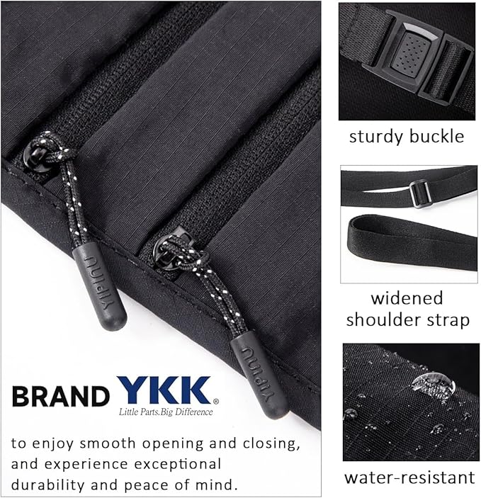 Crossbody Money Belt for Travel Women & Men Hidden, Travel Wallet Pouch - Slim Passport Holde, RFID Blocking Neck Wallet Under Clothes to Protect Cash, Credit Cards and Documents (BLACK)