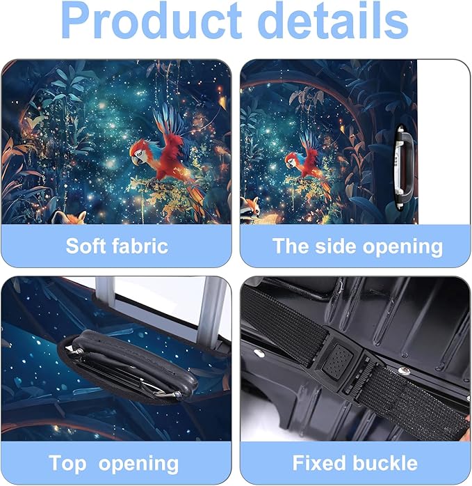 Raccoon Luggage Cover Washable Suitcase Protector Anti-Scratch,Stretchable Fit for 20-34Inch Luggage Durable Travel Bag Cover with Zipper Closure (M(24-26inch suitcase))