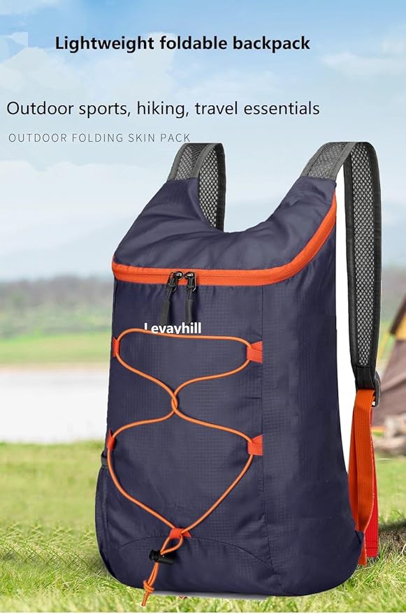 16L Hiking Daypack Lightweight Foldable Travel Backpack Water Repellent Camping Outdoor Packable Easy Carry-on Bag(Dark Blue)