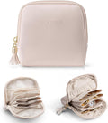 Vlando Small Travel Jewelry Organizer,Jewelry Pouch Bags,Velvet Jewelry Storage Bag for Bracelet Rings Earring,Portable Jewelry Travel Case for Traveler-Apricot Pink