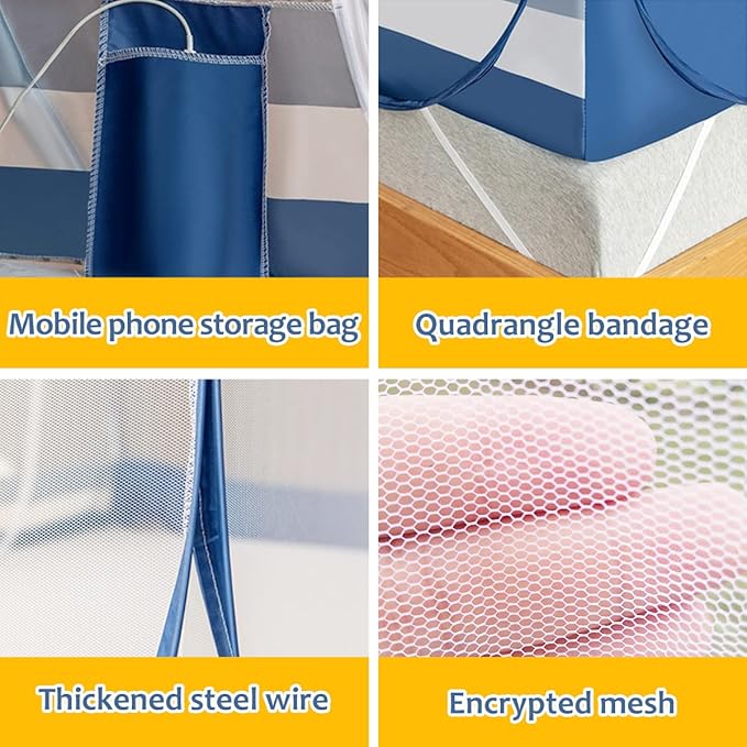 Jsanh Folding Mosquito Net Tent Canopy Curtains for Beds Pop Up Mosquito Net Tent King Size Portable Mosquito Netting with Bottom for Baby Adults(L80xW80XH62 inch